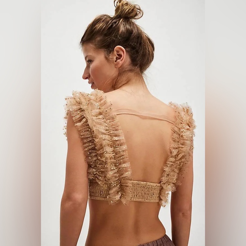 Free People Beige Ruffle Crop Top - Picture 3 of 3